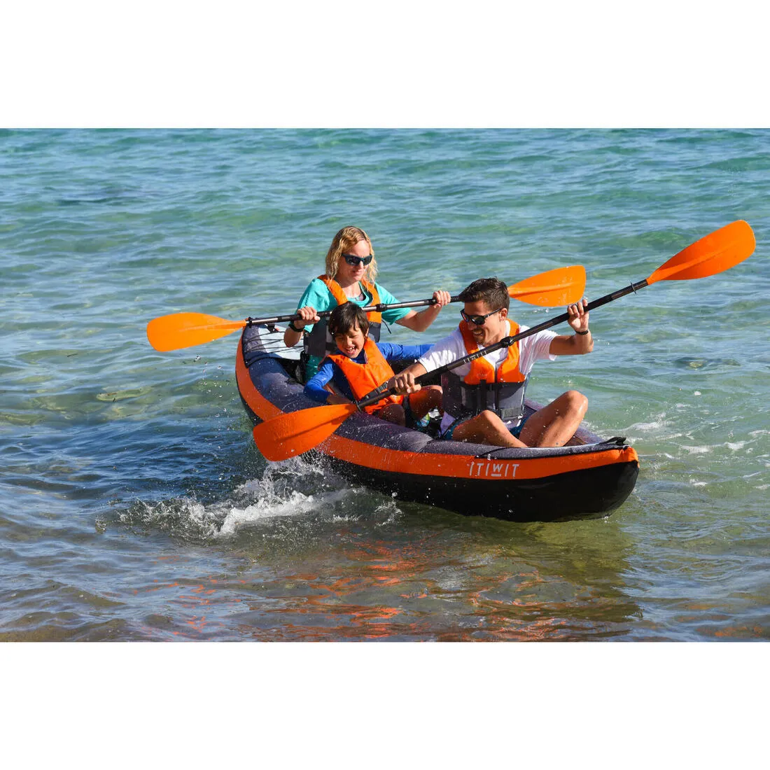 100 2/3 PERSON TOURING INFLATABLE KAYAK - ORANGE