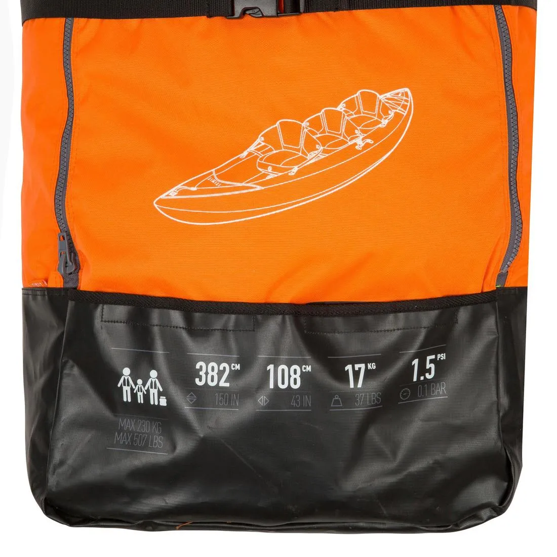 100 2/3 PERSON TOURING INFLATABLE KAYAK - ORANGE