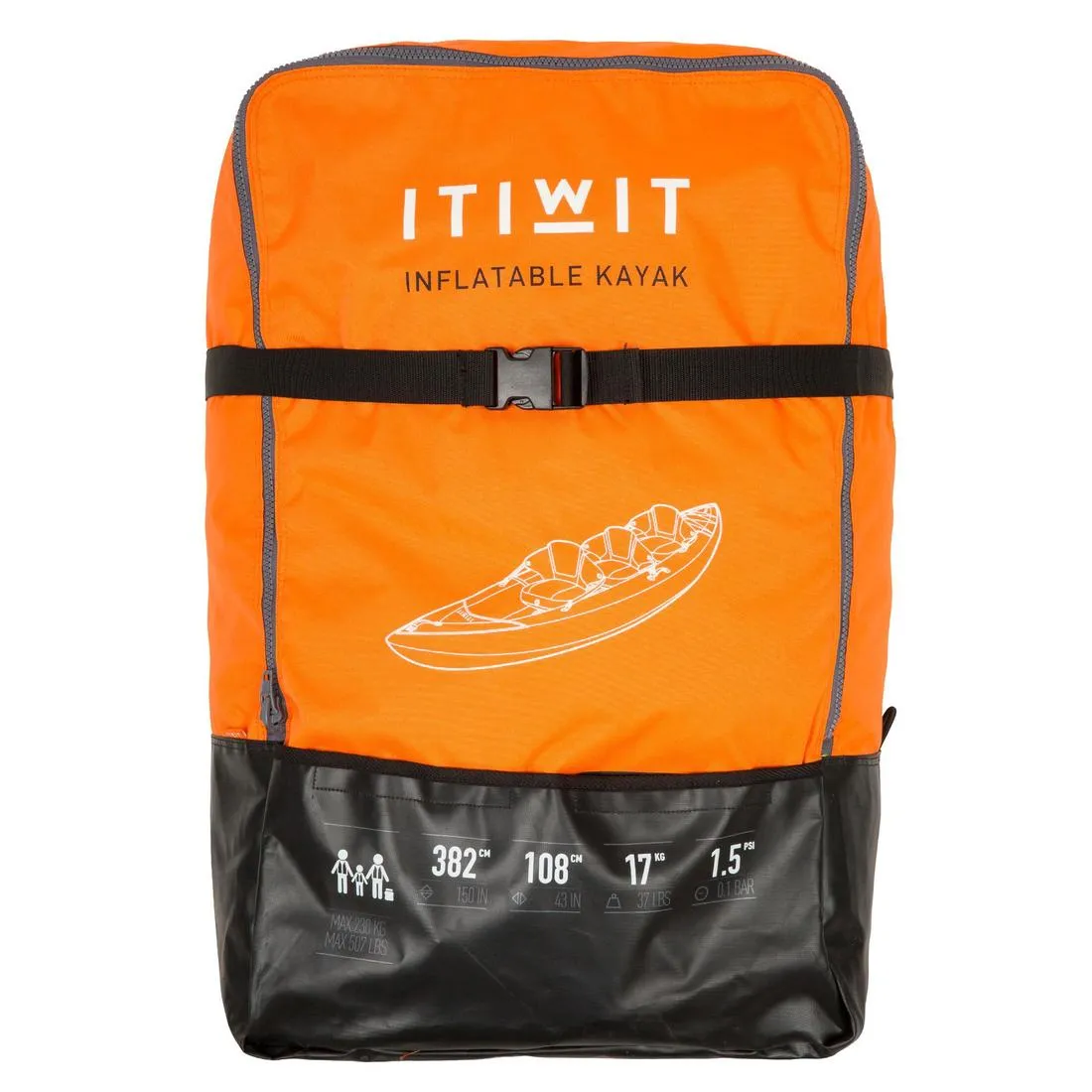 100 2/3 PERSON TOURING INFLATABLE KAYAK - ORANGE