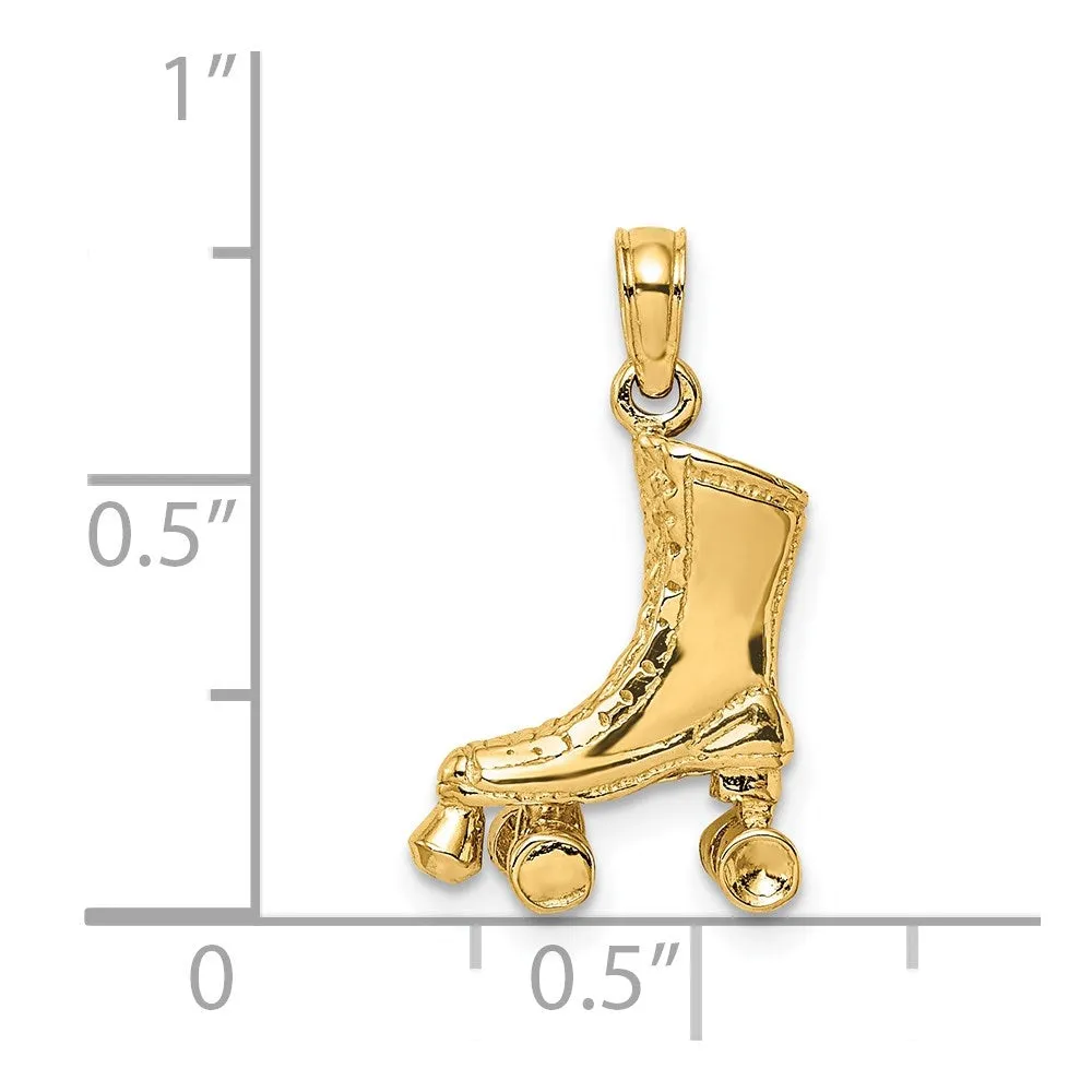 14k 3-D Roller Skate Charm