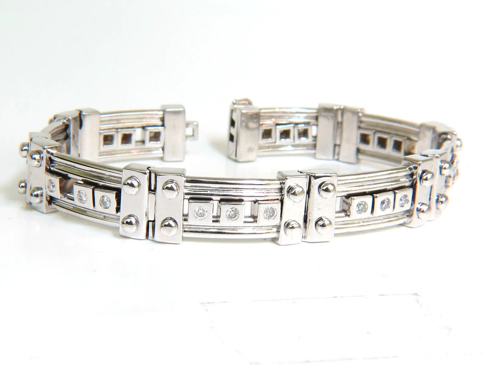 69.3 GRAMS MENS 1.40CT SLIDING DIAMONDS DURABLE HEAVY BRACELET 14KT