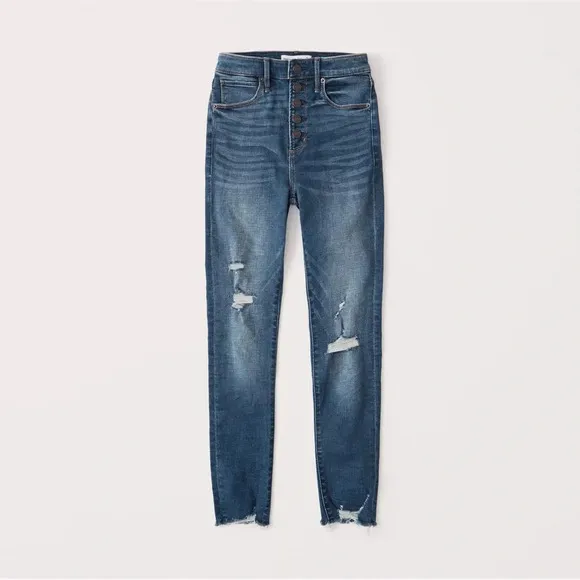Abercrombie &amp; Fitch The Super Skinny Ankle Distressed High Rise Jeans Size 33