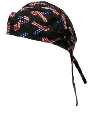 American Flag Patriotic Headwrap Ribbon Doo Rag Durag Skull Cap Cotton Motorcycle Dorag