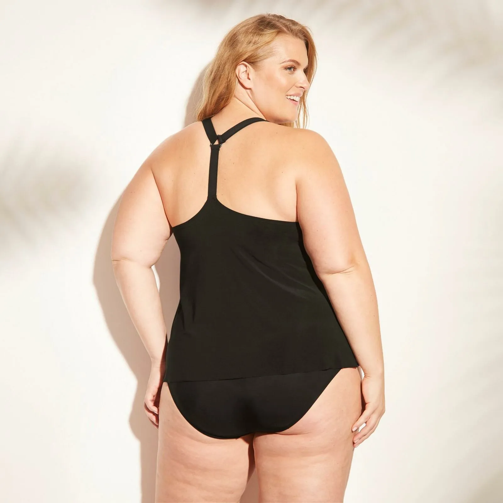Aqua Green Women's Plus Size Halter Tankini Top