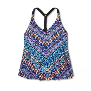 Aqua Green Women's Plus Size Halter Tankini Top