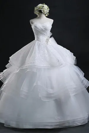 Ball Gown Sweetheart Organza Princess Wedding Dress With Lace WD014
