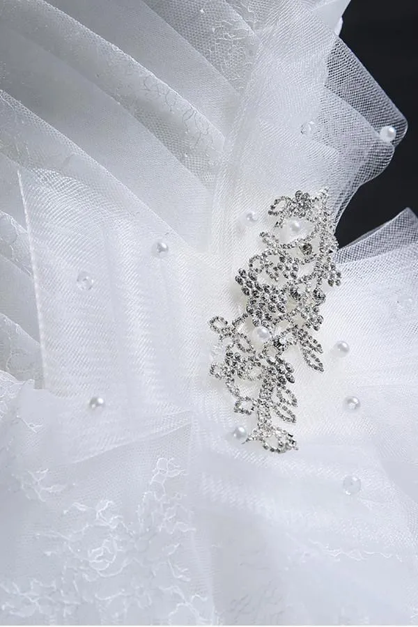 Ball Gown Sweetheart Organza Princess Wedding Dress With Lace WD014