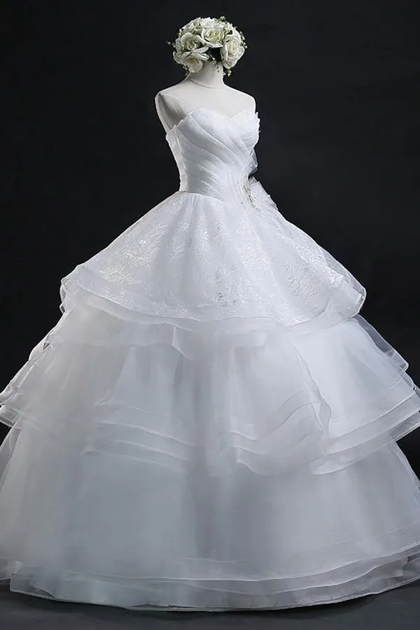 Ball Gown Sweetheart Organza Princess Wedding Dress With Lace WD014