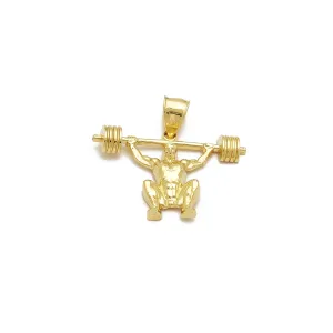 Barbell Weightlifting Pendant (14K)