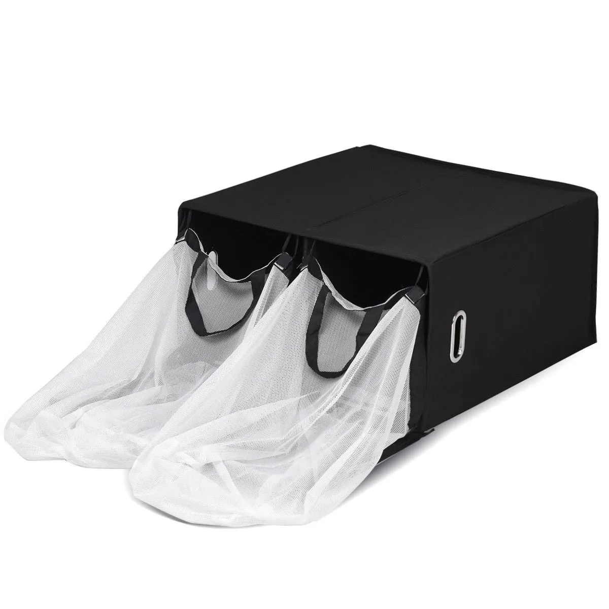 Black 2-Bin Laundry Hamper Clothes Storage Basket with Removable Bags