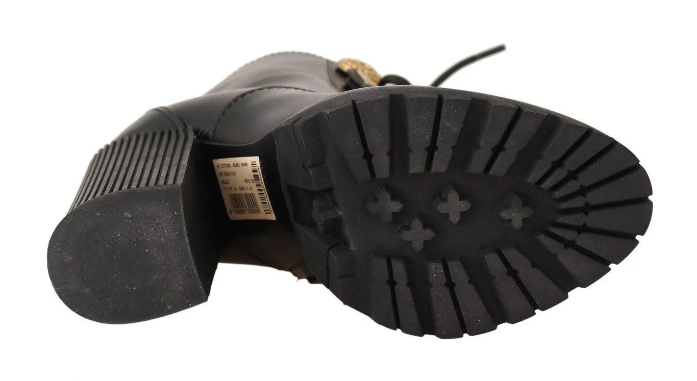 Black Leather DG Logo Ankle Boots