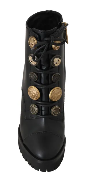 Black Leather DG Logo Ankle Boots