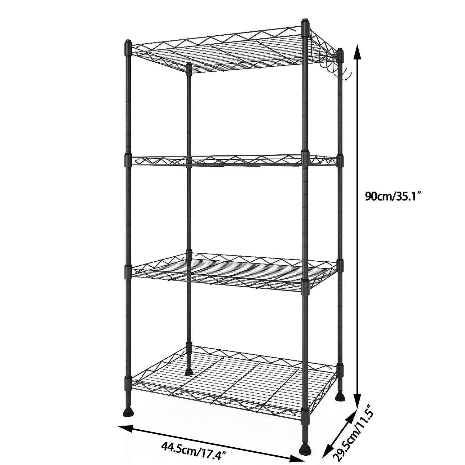 Black Metal 4-Shelf Wire Storage Rack Shelving Unit