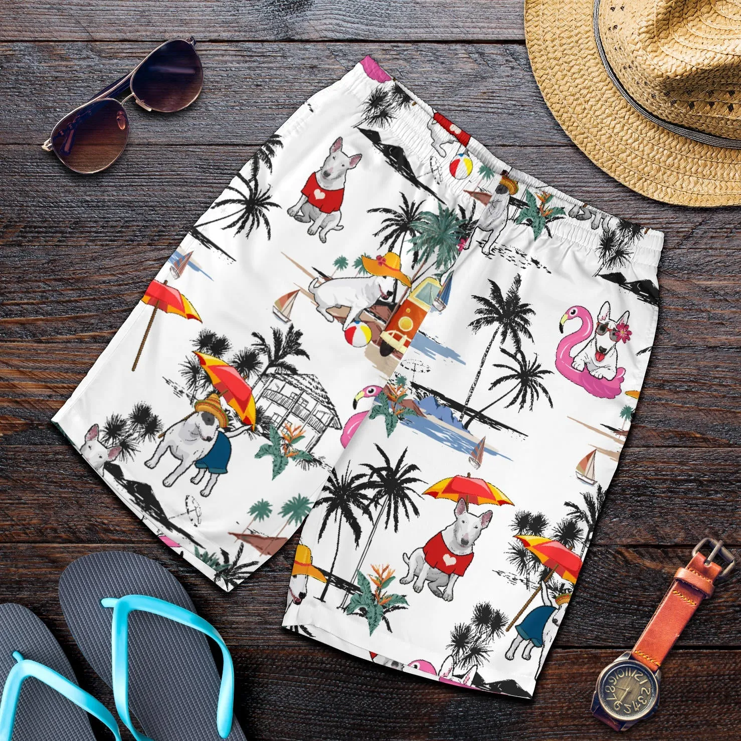 Bull Terrier-Summer Beach Mens Shorts