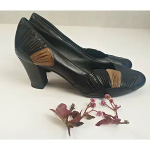 Camper pre-loved black leather shoes 'twins' heels size 37