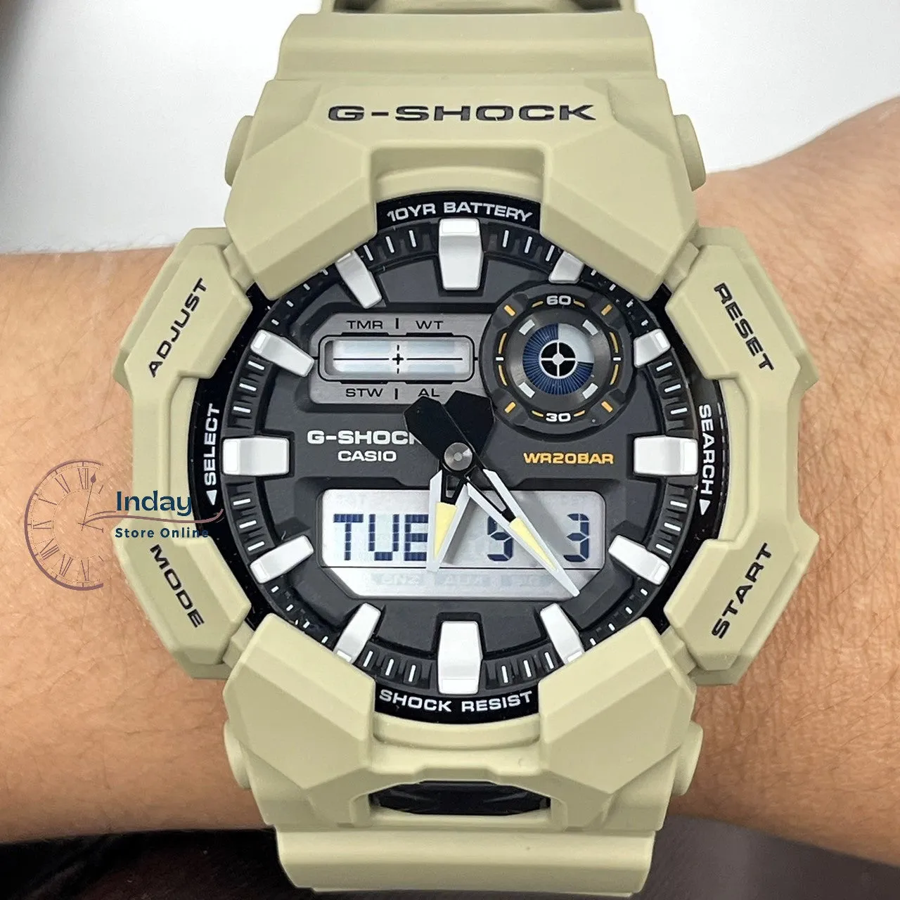 Casio G-Shock Men's Watch GA-010-5A Bio-based Resin Band Shock Resistant Mineral Glass Battery Life 10-Years