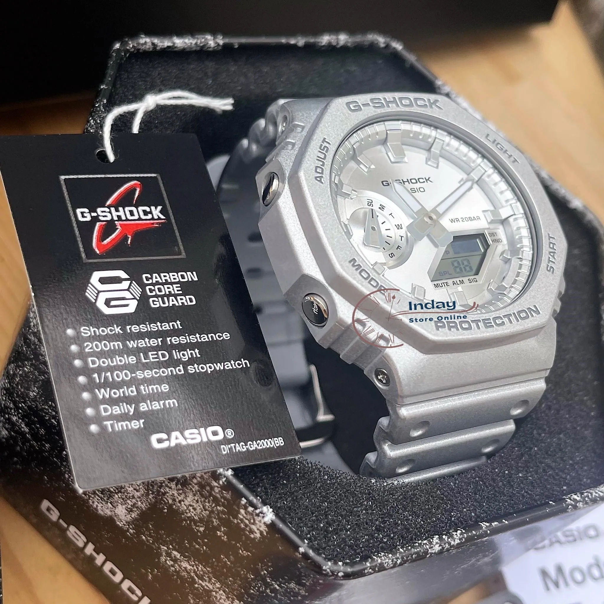 Casio G-Shock Men's Watch GA-2100FF-8A Analog-Digital 2100 Series Retro-Futuristic in Metallic Silver