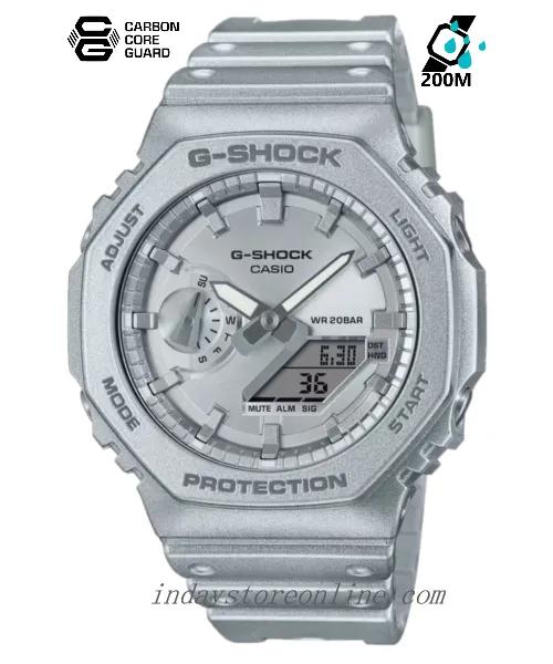 Casio G-Shock Men's Watch GA-2100FF-8A Analog-Digital 2100 Series Retro-Futuristic in Metallic Silver