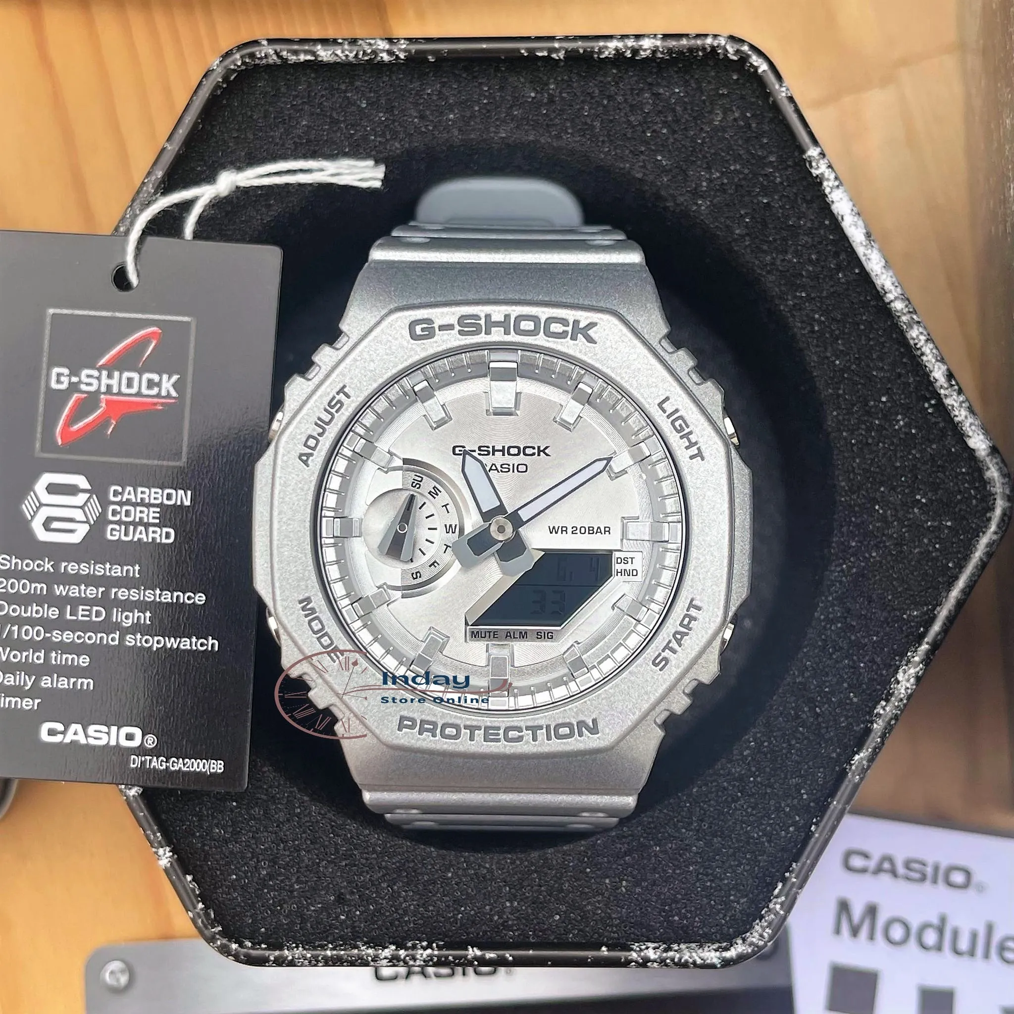 Casio G-Shock Men's Watch GA-2100FF-8A Analog-Digital 2100 Series Retro-Futuristic in Metallic Silver