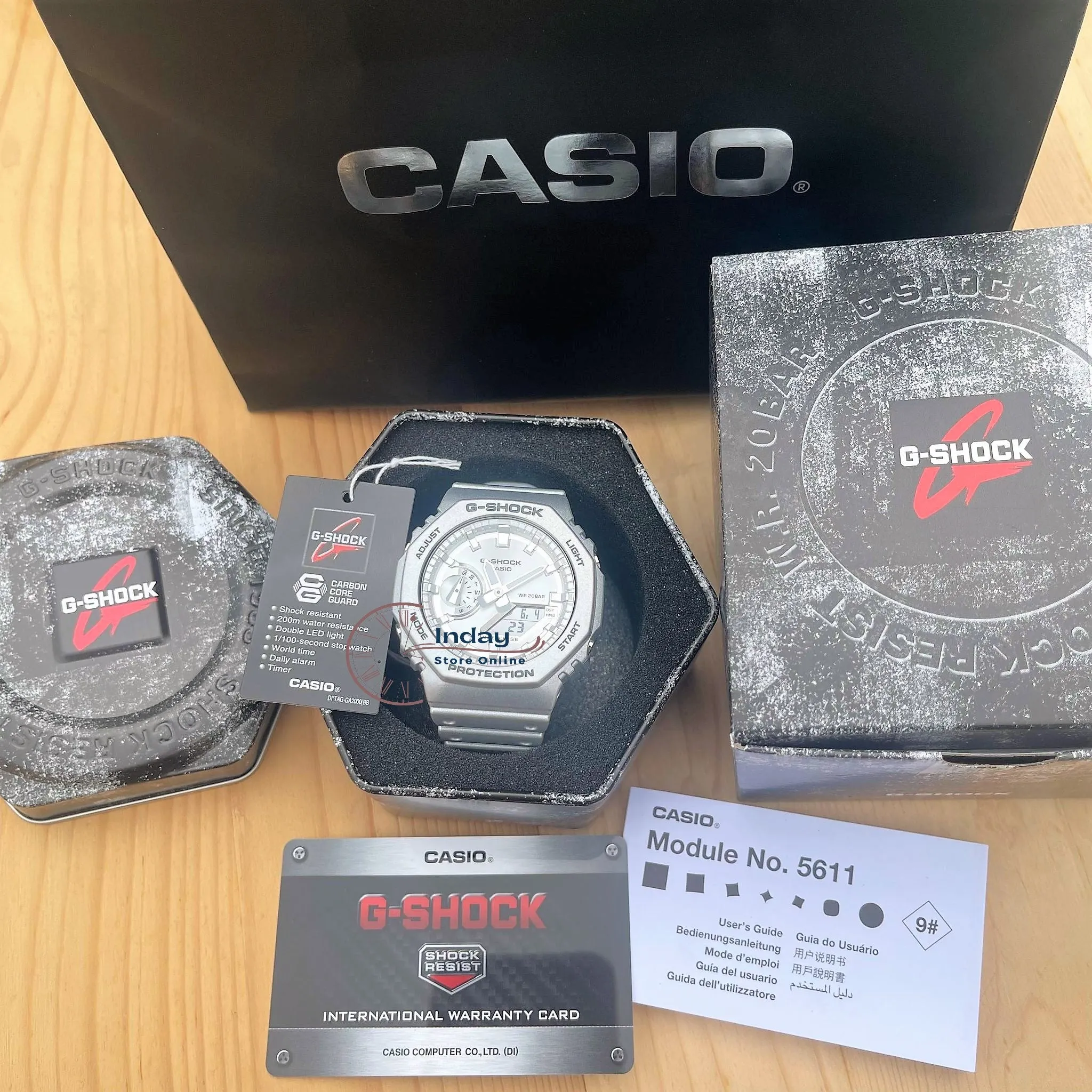 Casio G-Shock Men's Watch GA-2100FF-8A Analog-Digital 2100 Series Retro-Futuristic in Metallic Silver