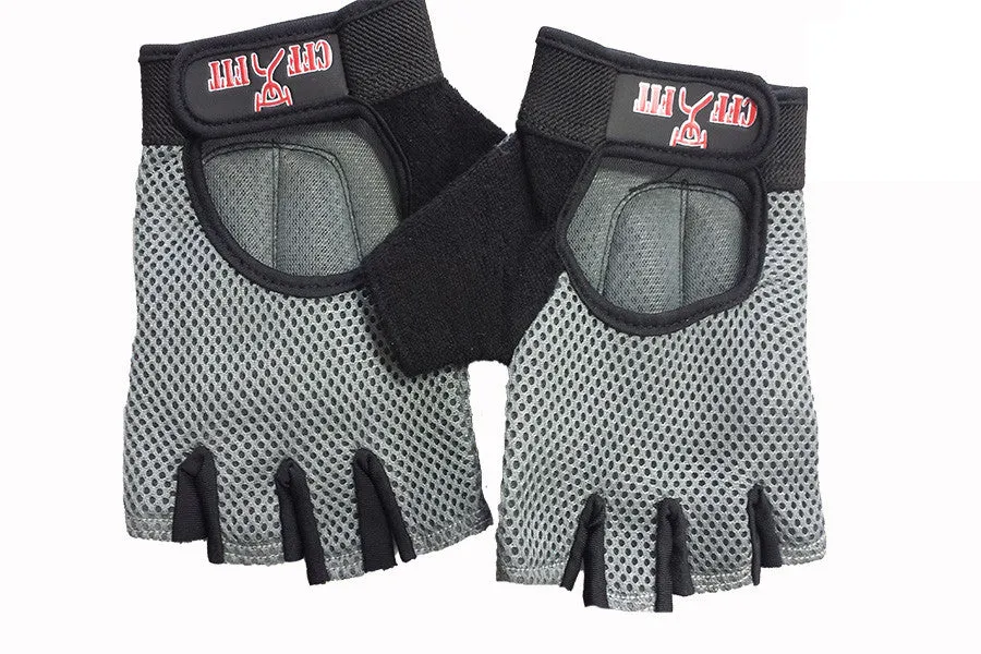 CFF NYLON MESH WEIGHTLIFTING GLOVES W/RUBBER GRIP