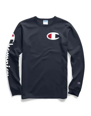 Champion Life® Men's Long-Sleeve Tee, Big C Logo Navy