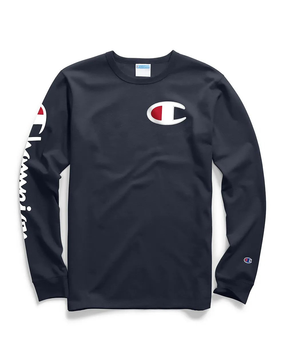 Champion Life® Men's Long-Sleeve Tee, Big C Logo Navy