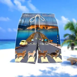 chihuahua Cross the road- Men Hawaii Beach Shorts