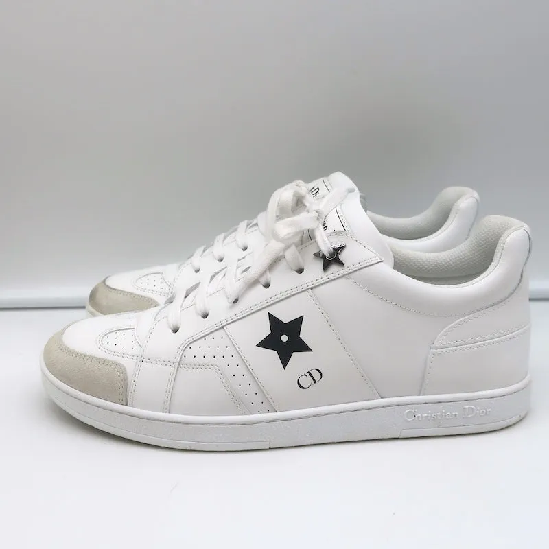 Christian Dior Star Low Top Sneakers White Leather and Gray Suede Size 37.5