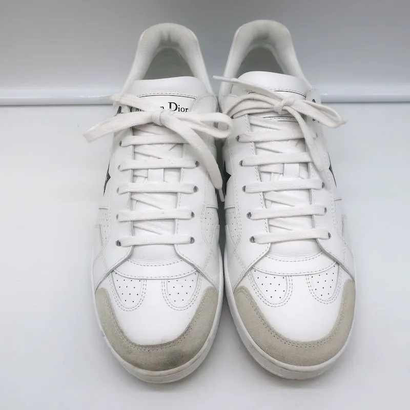 Christian Dior Star Low Top Sneakers White Leather and Gray Suede Size 37.5