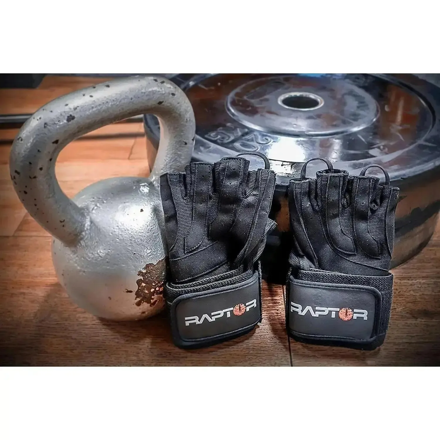 Clearance - Raptor Weightlifting Gloves with Integrated Heavy 18 Inch Wrist Wraps