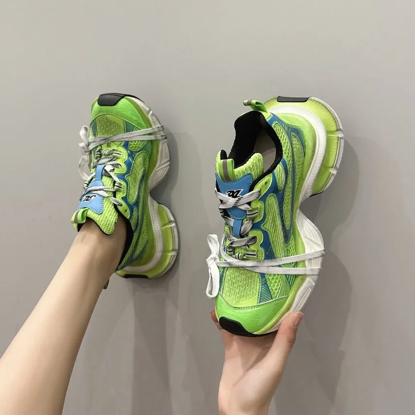 creamtopmall Stylish Black, White, Pink, Grey Mesh Sneakers for Women, Breathable Point Toe Shoes, Sport Athletic Running Shoes, Tie Lace Up Dad Shoes