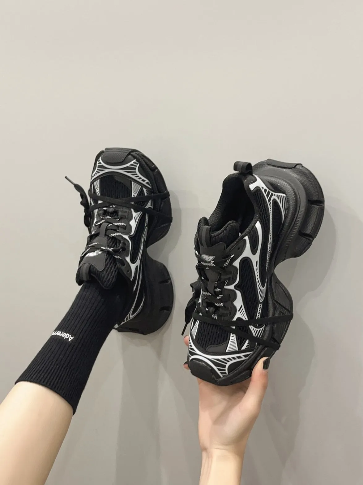 creamtopmall Stylish Black, White, Pink, Grey Mesh Sneakers for Women, Breathable Point Toe Shoes, Sport Athletic Running Shoes, Tie Lace Up Dad Shoes