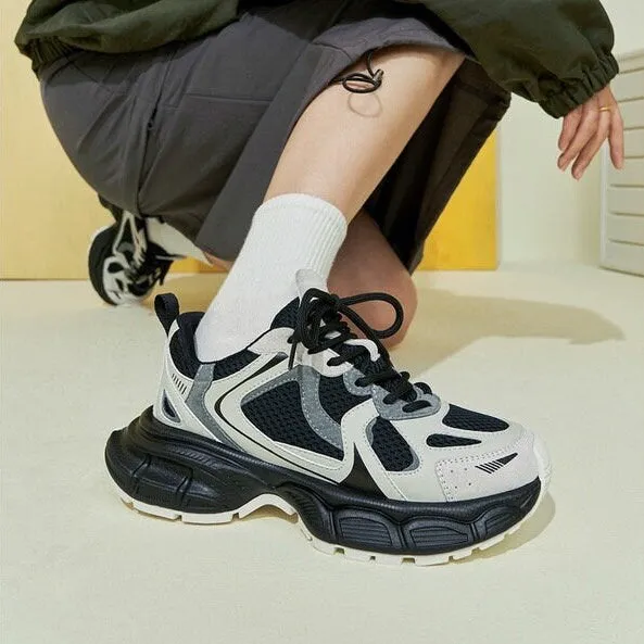 creamtopmall White, Black Gray Mesh Breathable Point Head Sneakers for Women, Tie Lace Up Shoes, Athletic Sport Running Shoes