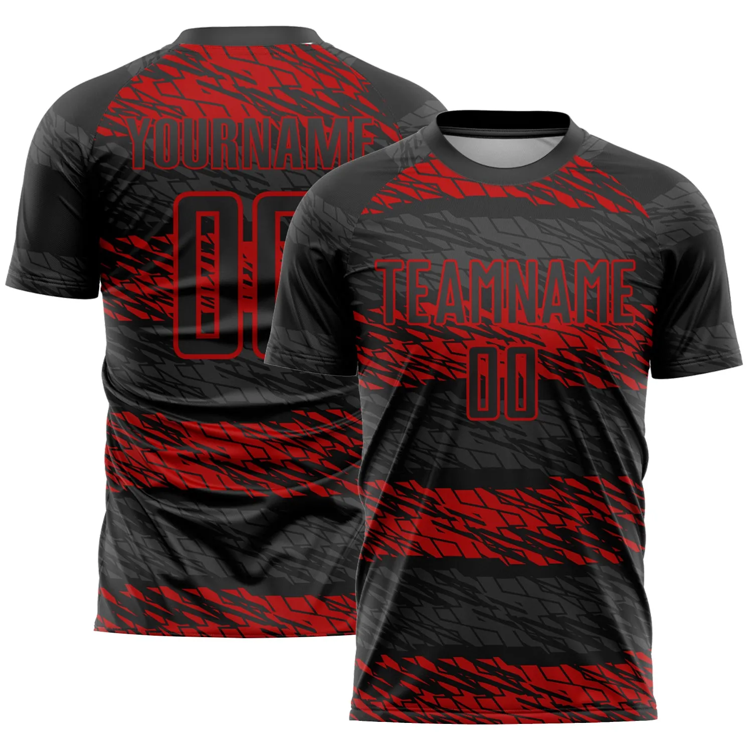 Custom Black Red Sublimation Soccer Uniform Jersey