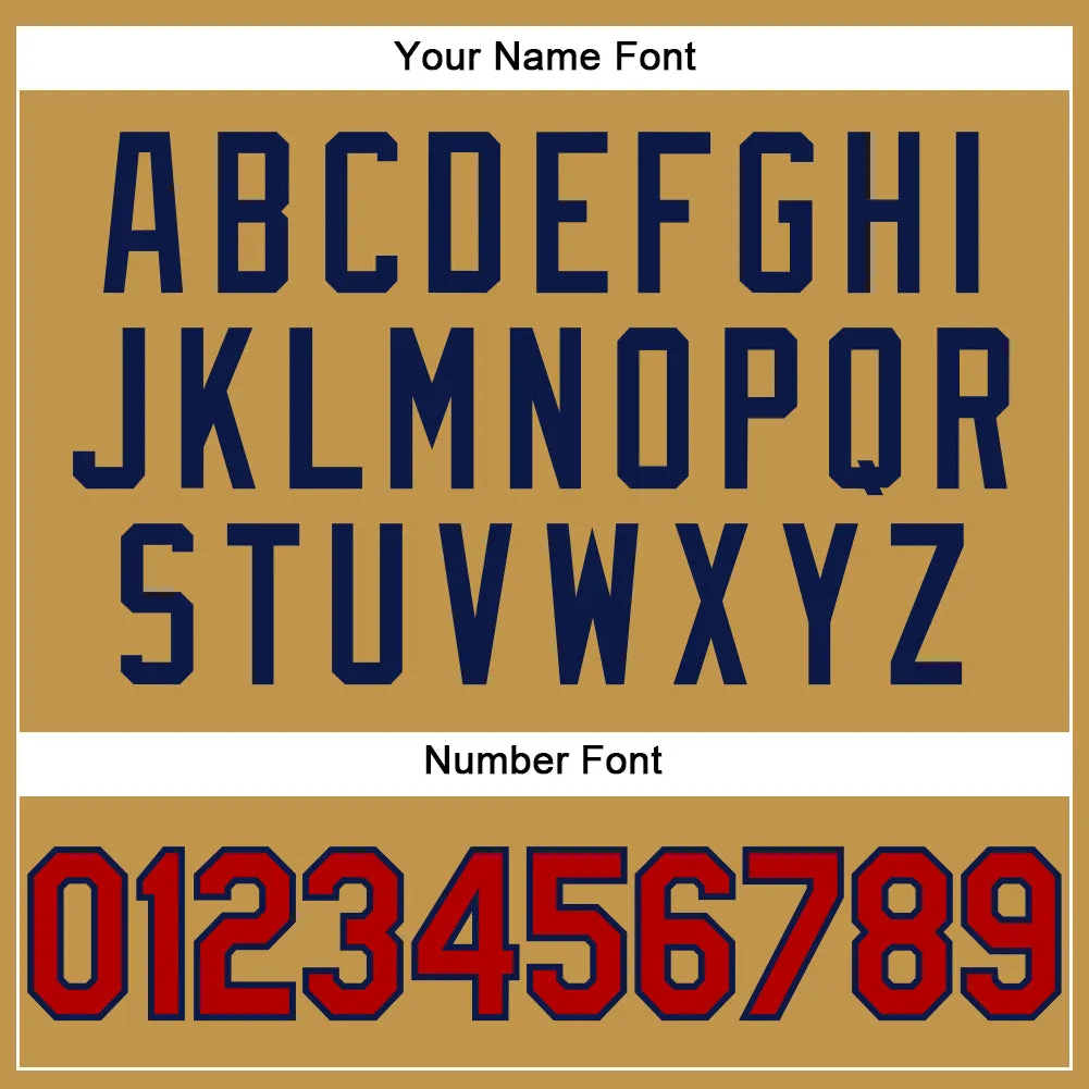 Custom Old Gold Red-Navy Performance T-Shirt