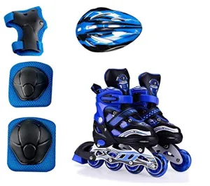Diswa Adjustable Aluminium Body in-Line Skates Combo Size L (38-43)