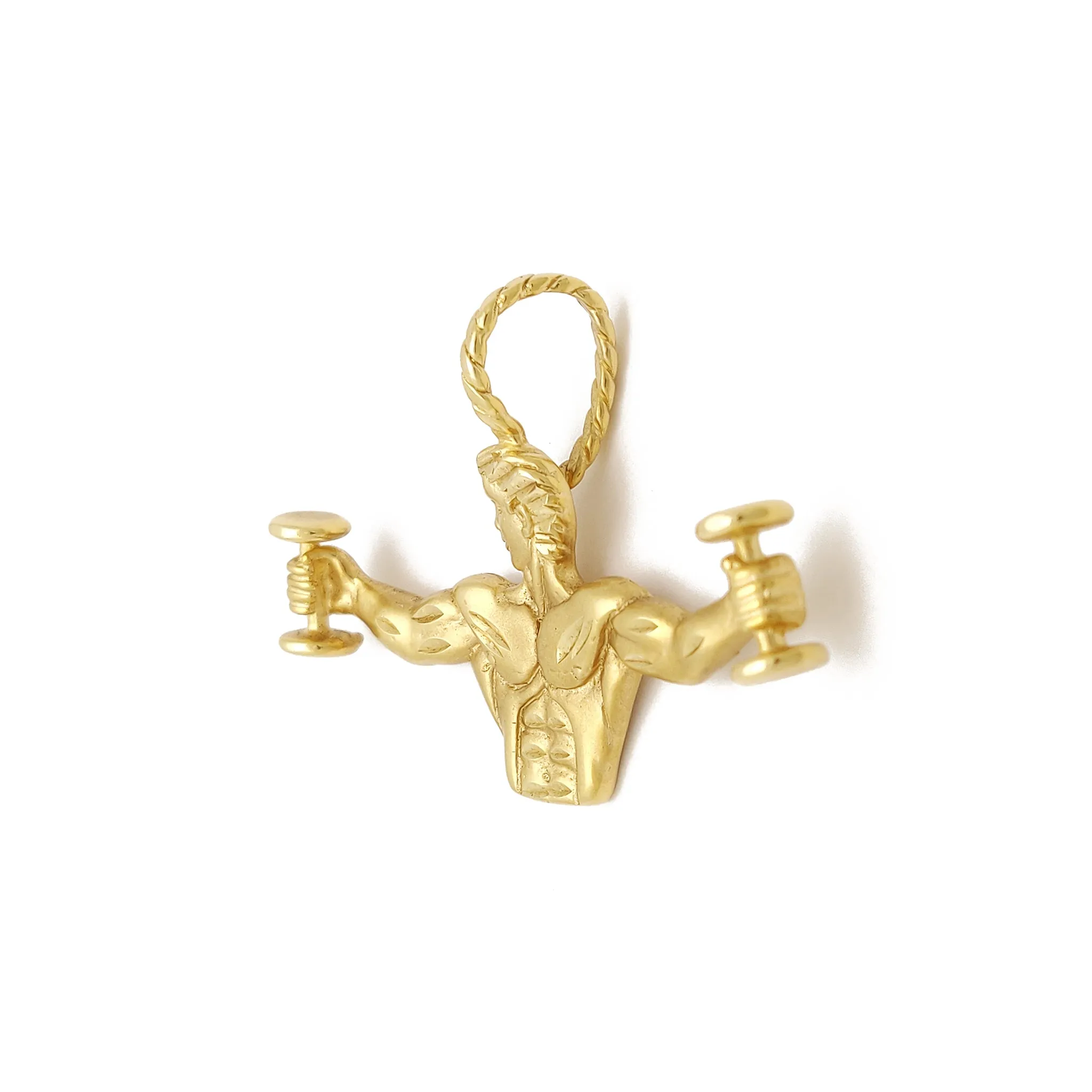 Dumbbell Weightlifting Pendant (14K)