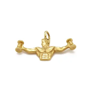Dumbbell Weightlifting Pendant (14K)