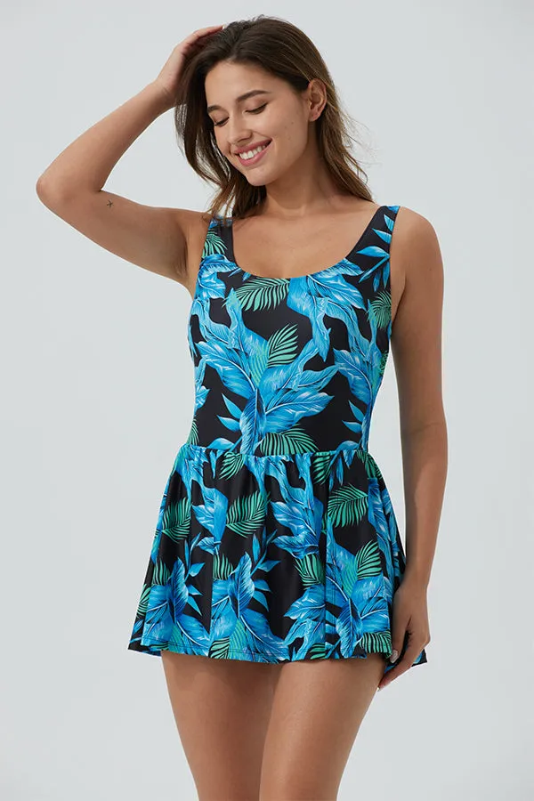 ECUPPER One Piece Flowy Split Hem Swimdress