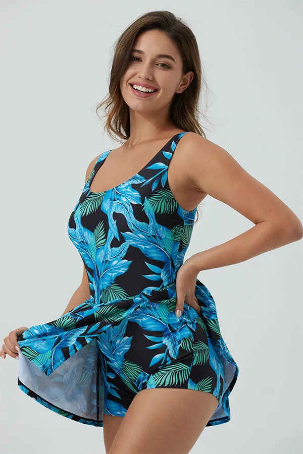 ECUPPER One Piece Flowy Split Hem Swimdress
