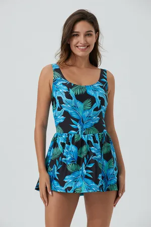 ECUPPER One Piece Flowy Split Hem Swimdress