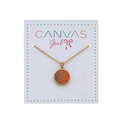 Eloise Basketball Children's Necklace in Worn Gold