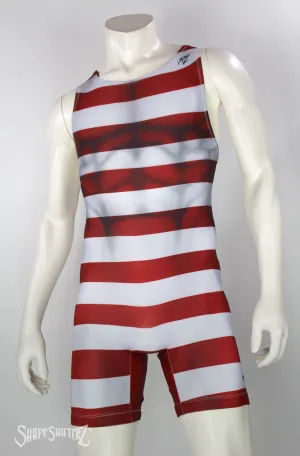 Figure-Enhancing | Striped Strong Man Singlet Powerlifting