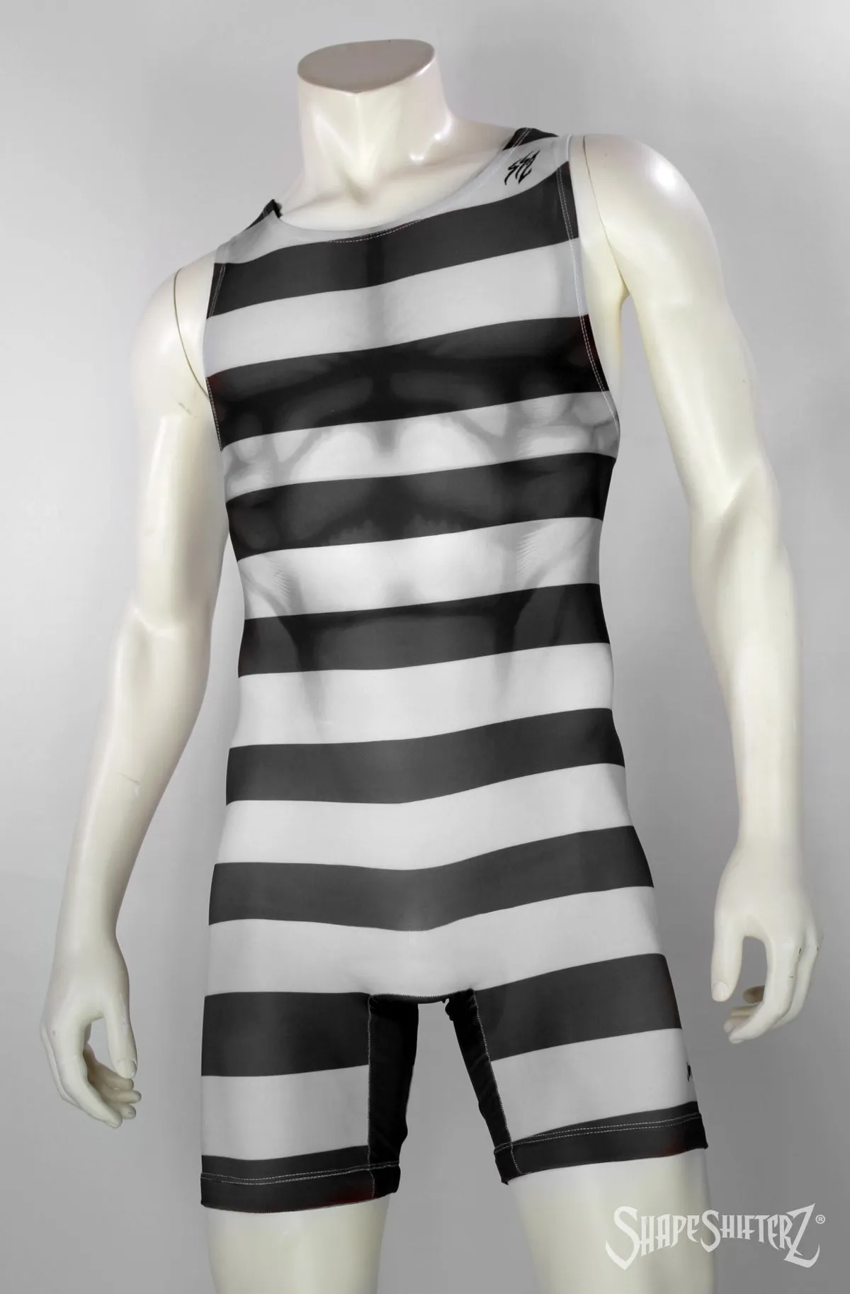 Figure-Enhancing | Striped Strong Man Singlet Powerlifting