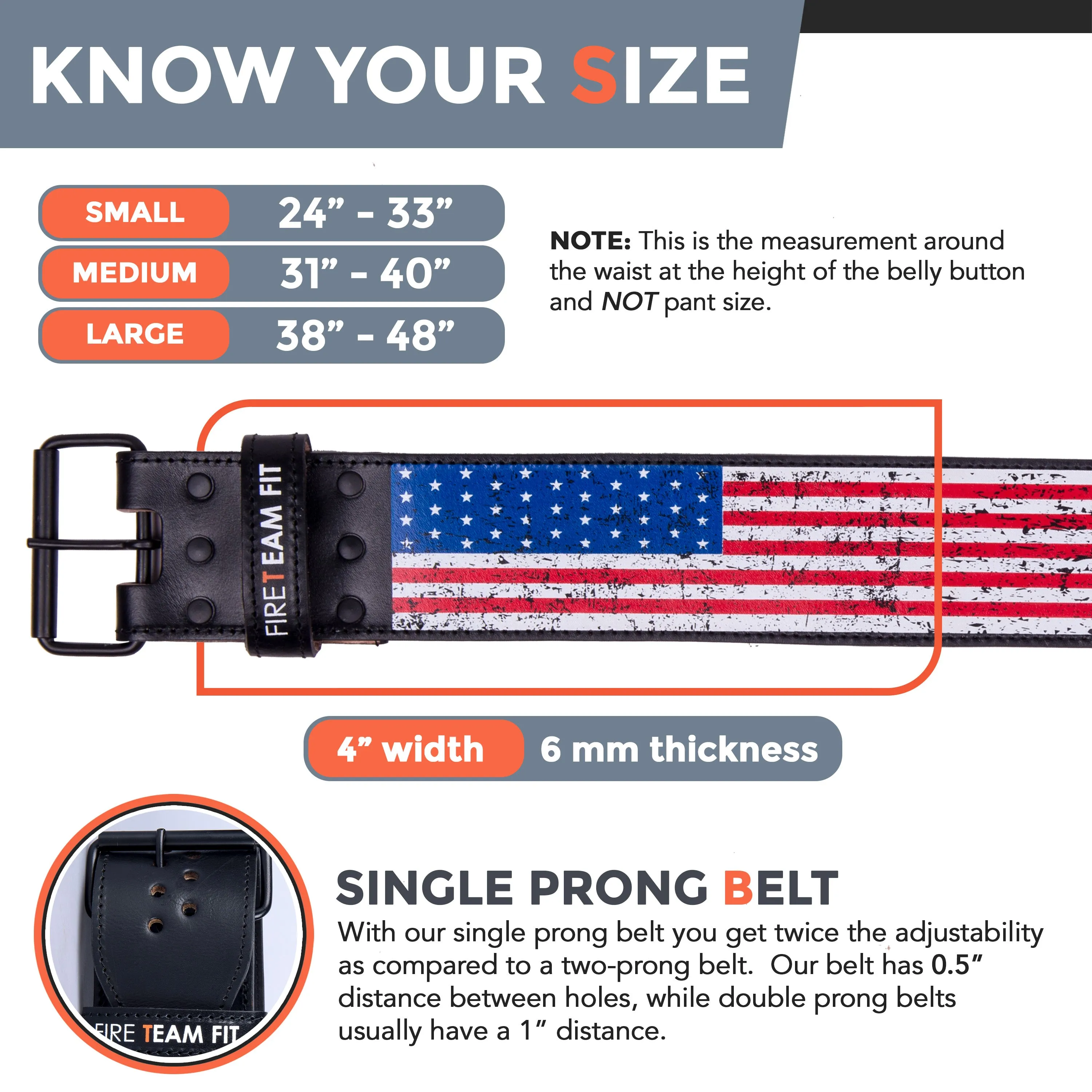 Fire Team Fit Single Prong Leather Weightlifting Belt