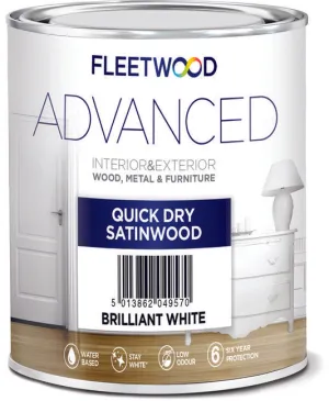 Fleetwood Advanced Quick Dry Satinwood Brilliant White 2.5L