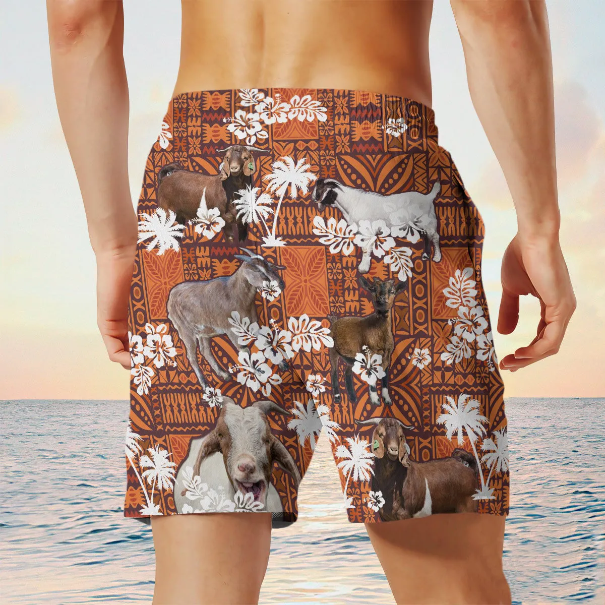 goat In Red Tribal Shorts