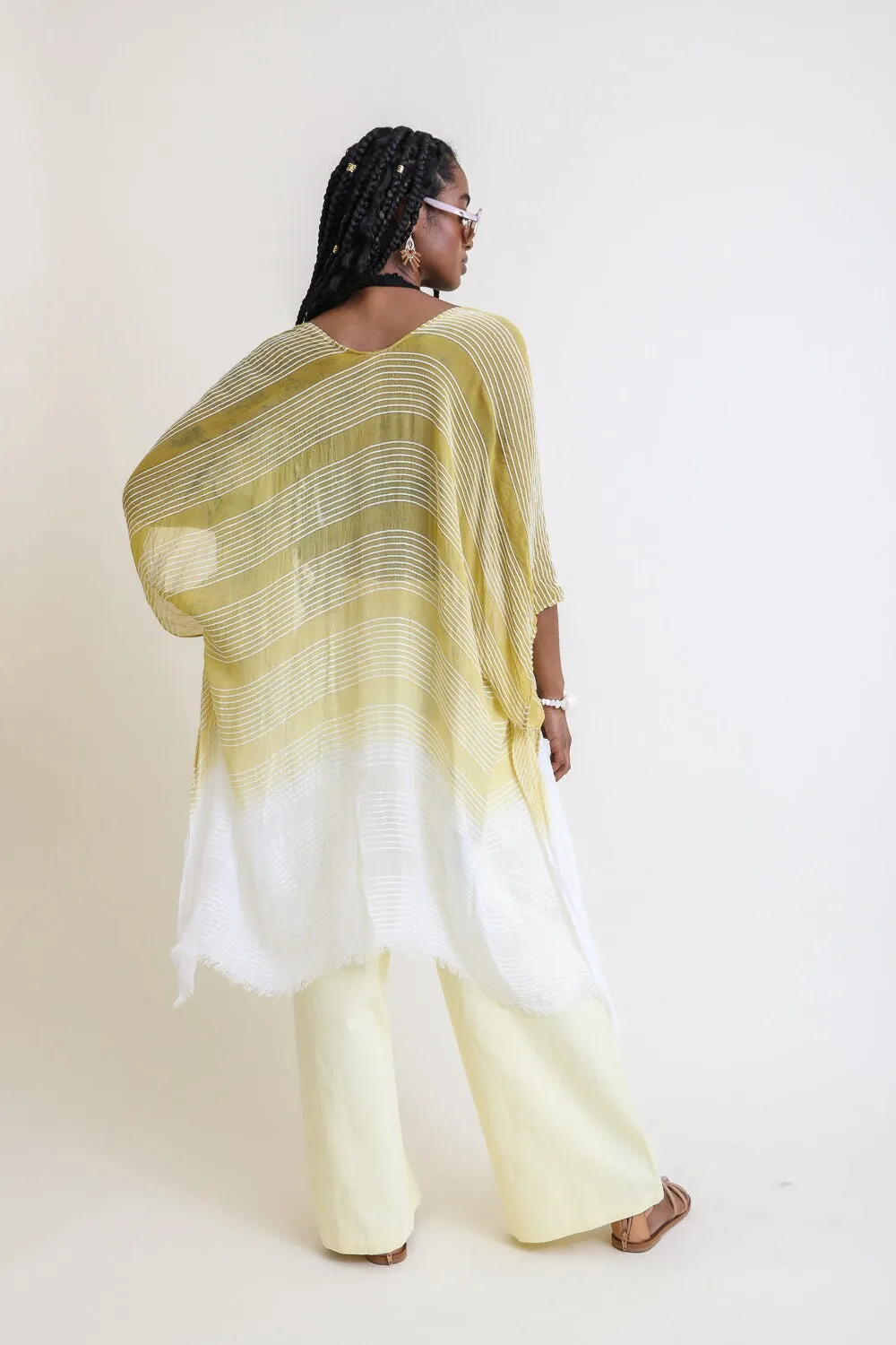 Green Beach Cover Up Striped Lightweight Kimono Cardigan Beach Cardigan
