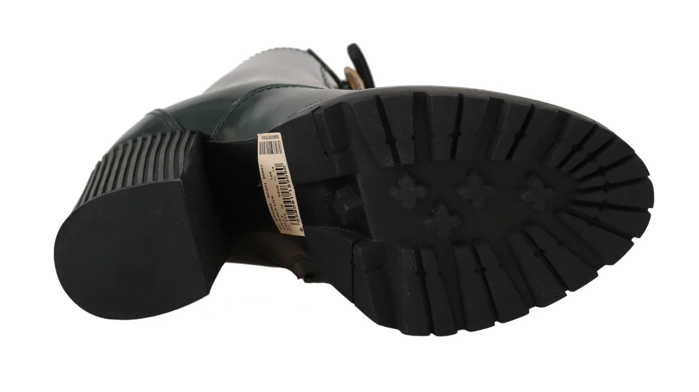 Green Leather DG Logo Ankle Boots